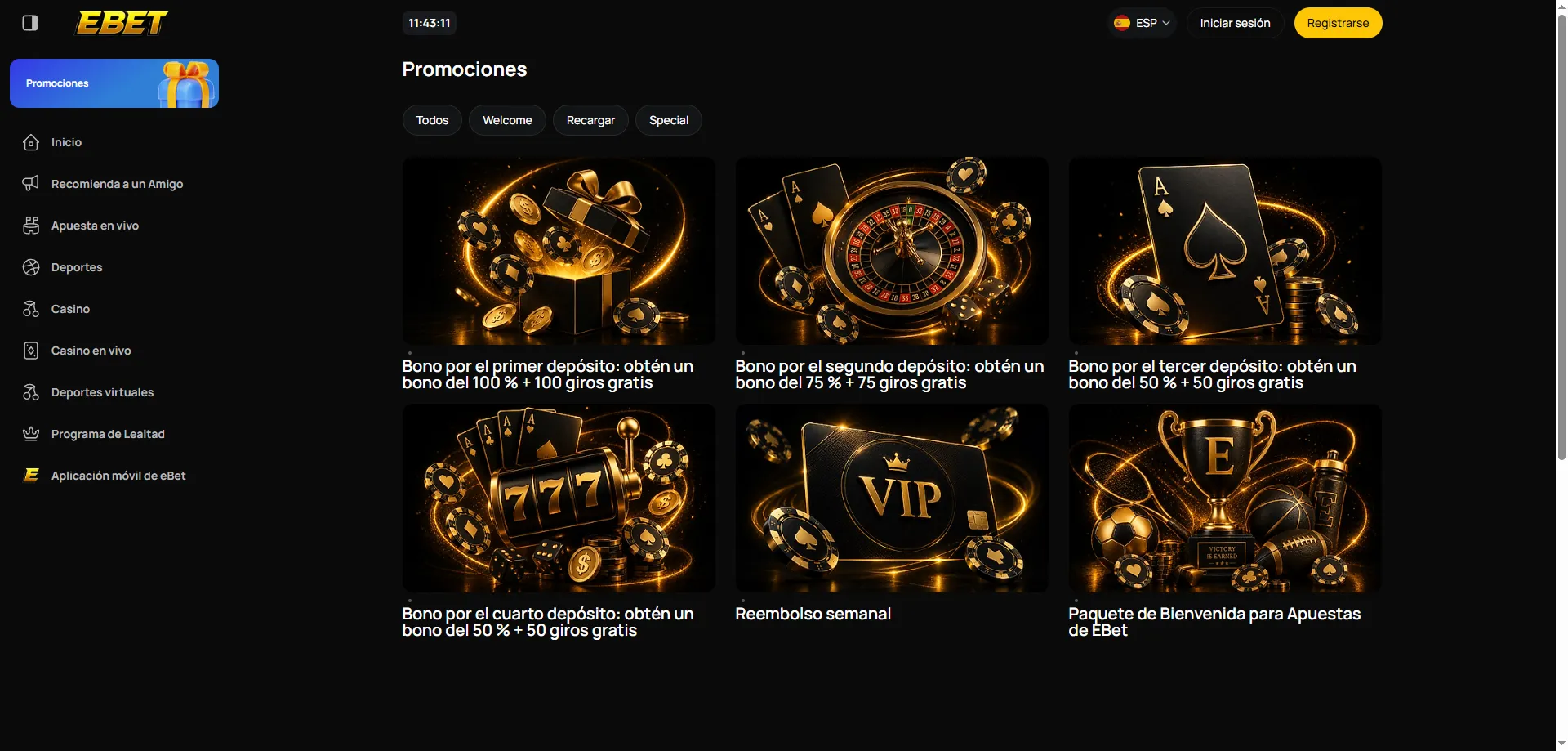 Bono de bienvenida eBet Casino hasta 600 euros con giros gratis