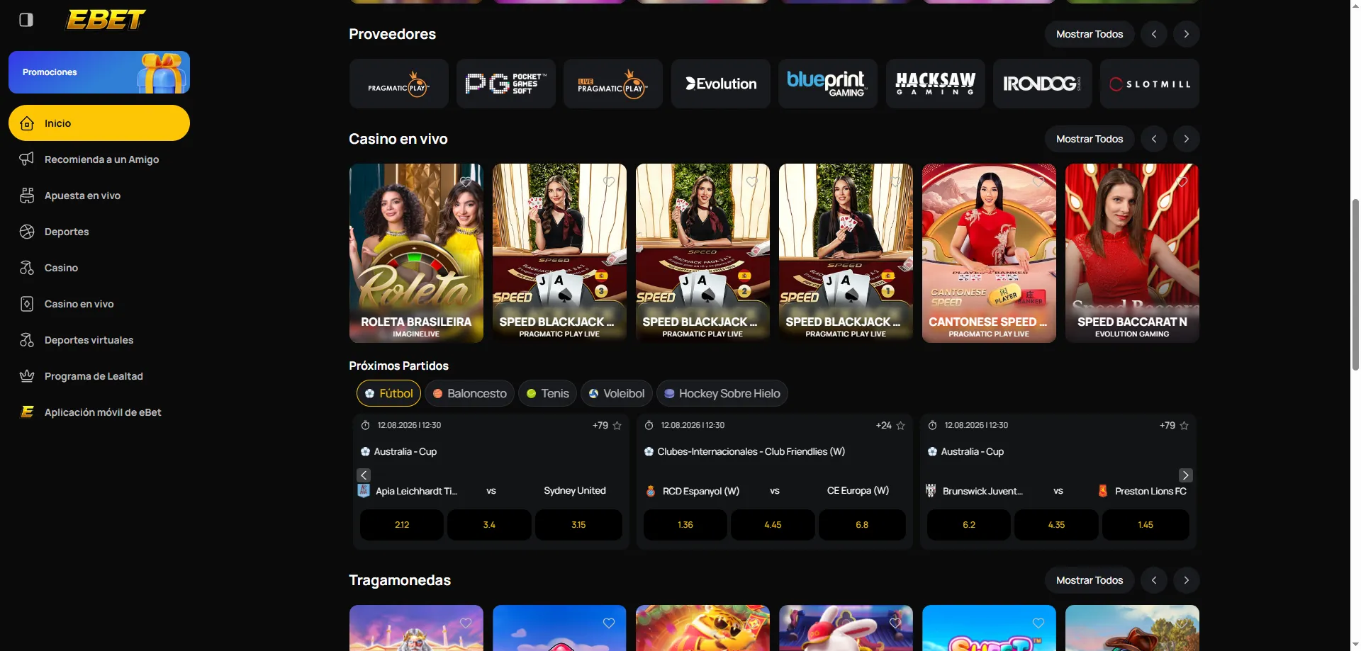 Casino en vivo en eBet Casino app versus navegador móvil